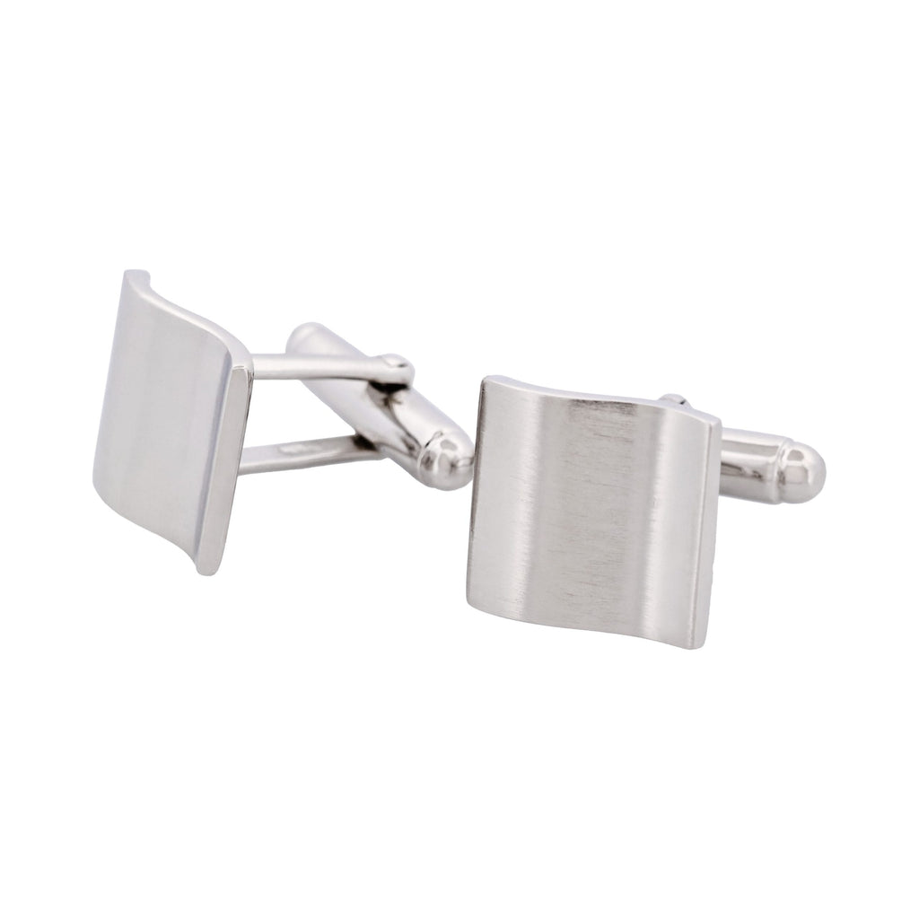 Brushed Rhodium Plated Sterling Silver Wave Cufflinks