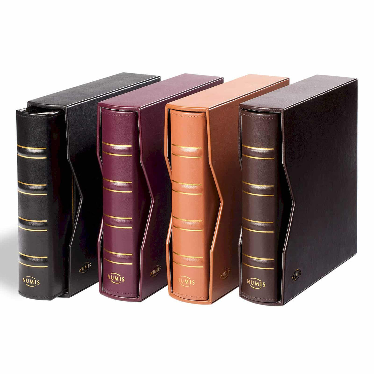 Leather Binder NUMIS, in Classic Design, leatherette slipcase, black
