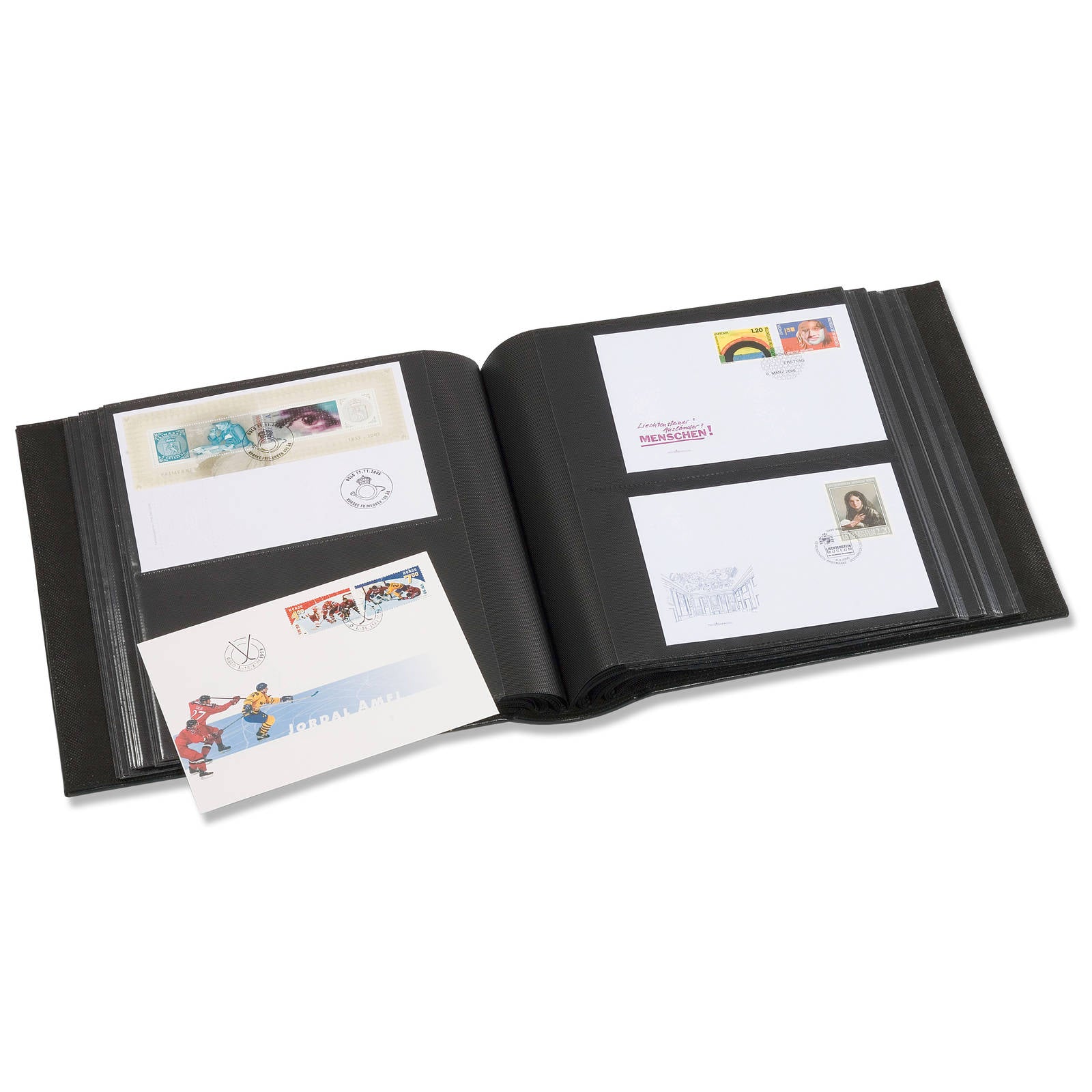 Album for 200 FDCs or letters in C6 format, includes slipcase, blue