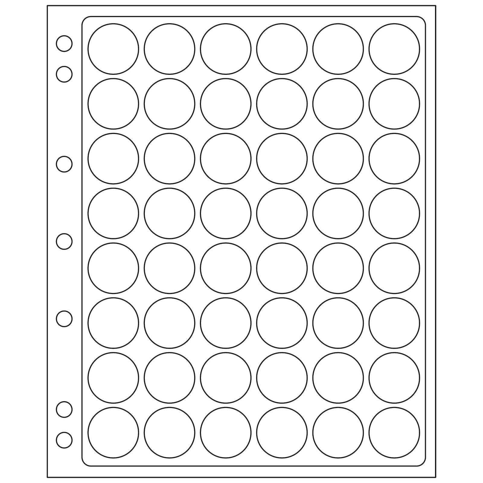 Plastic Sheets ENCAP, clear pockets for 48 coins in capsules with a diameter between 21, 22 and 23mm