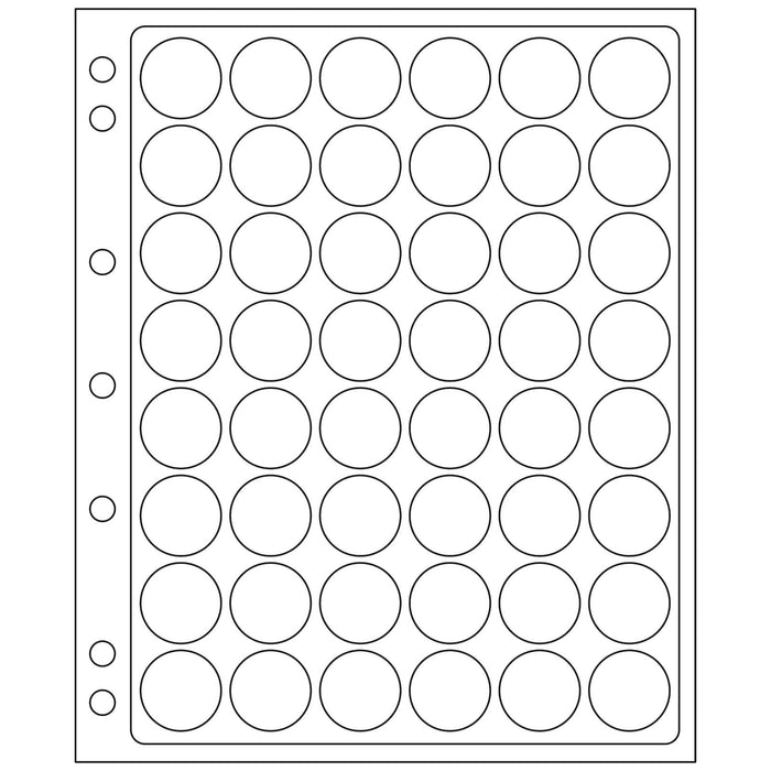 Plastic Sheets ENCAP, clear pockets for 48 coins in capsules with a diameter between 21, 22 and 23mm
