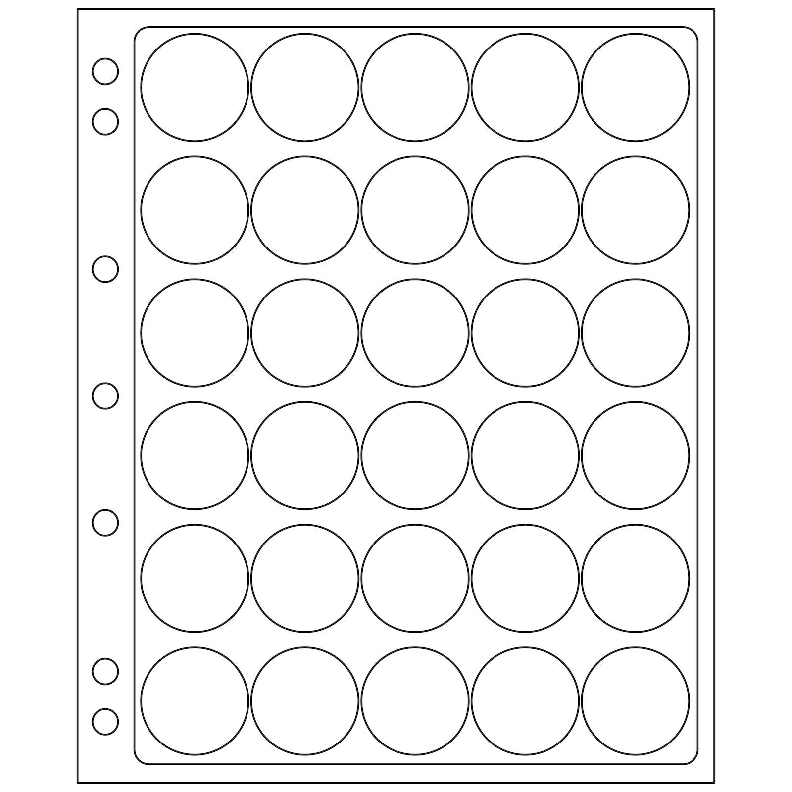Plastic Sheets ENCAP, clear pockets for 30 coins with a diameter between 30 and 31mm