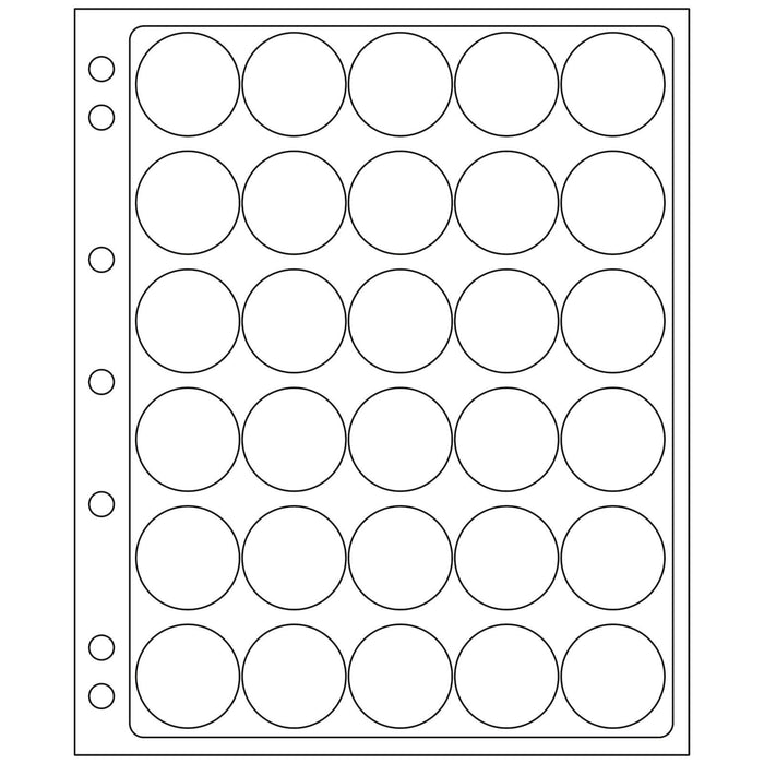Plastic Sheets ENCAP, clear pockets for 30 coins with a diameter between 30 and 31mm
