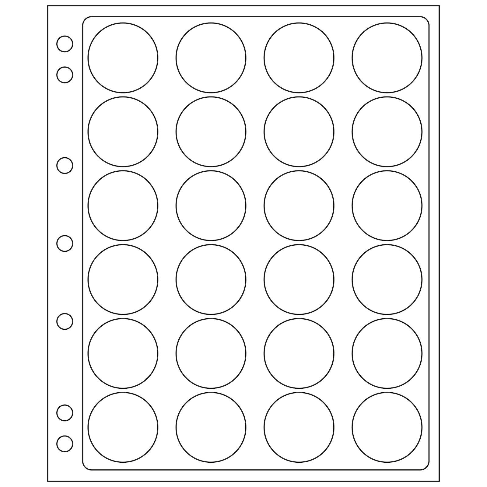 Plastic Sheets ENCAP, clear pockets for 24 coins with a diameter between 34 and 35mm