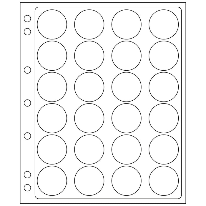 Plastic Sheets ENCAP, clear pockets for 24 coins with a diameter between 34 and 35mm