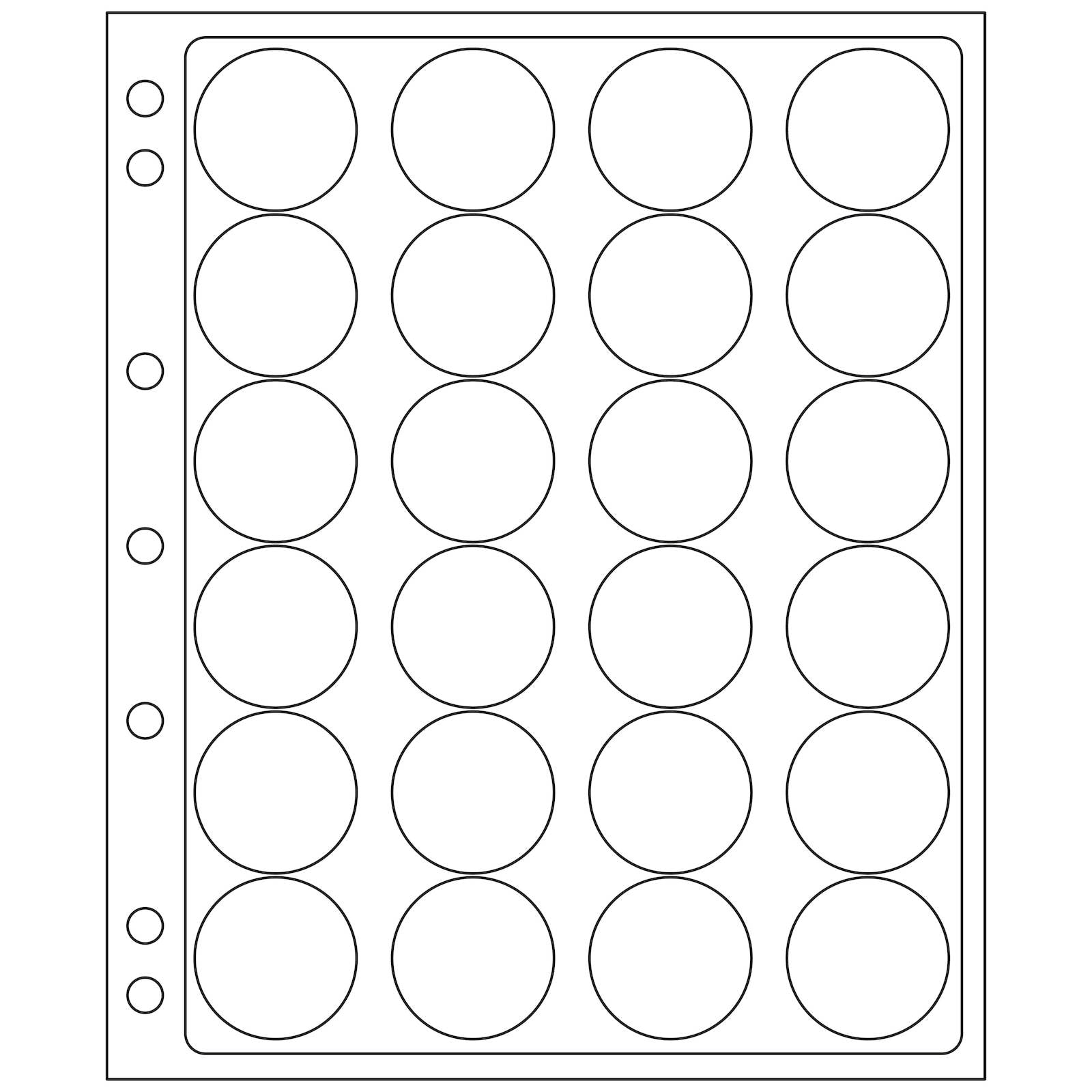 Plastic Sheets ENCAP, clear pockets for 24 coins in capsules with a diameter between 36 and 37mm
