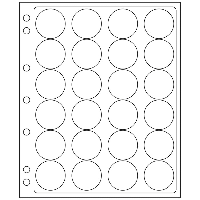 Plastic Sheets ENCAP, clear pockets for 24 coins in capsules with a diameter between 36 and 37mm