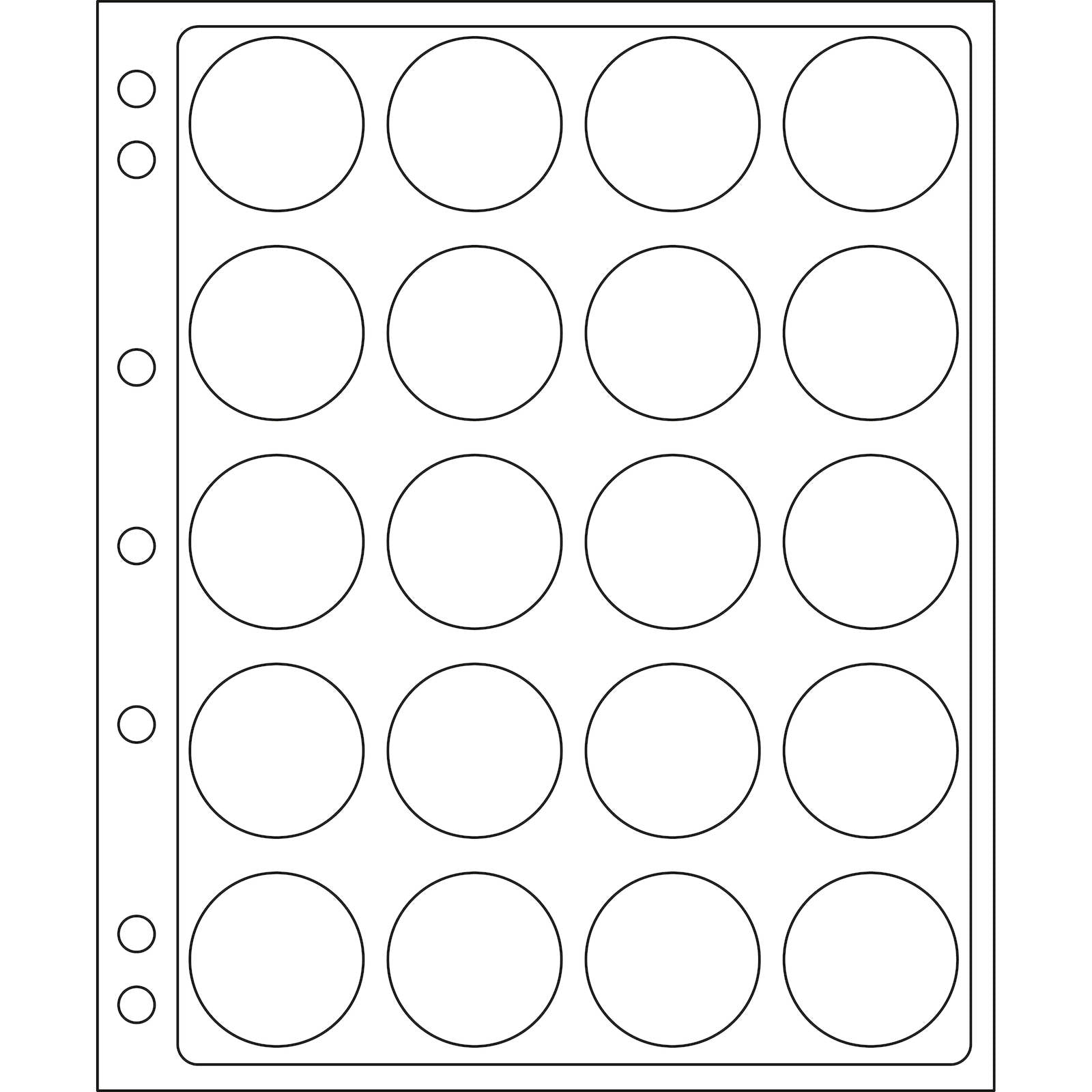 Plastic Sheets ENCAP, clear pockets for 20 coins in capsules with a diameter between 38 and 40mm