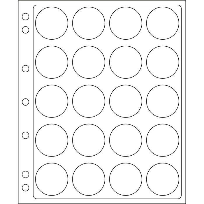 Plastic Sheets ENCAP, clear pockets for 20 coins in capsules with a diameter between 38 and 40mm