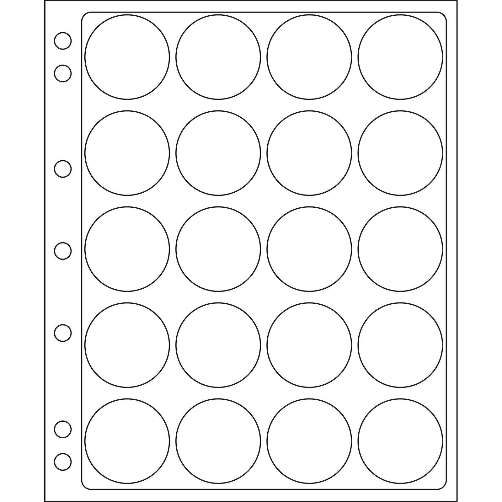 Plastic Sheets ENCAP, clear pockets for 20 coins with a diameter between 39 and 41mm