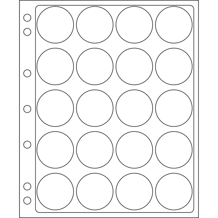 Plastic Sheets ENCAP, clear pockets for 20 coins with a diameter between 39 and 41mm