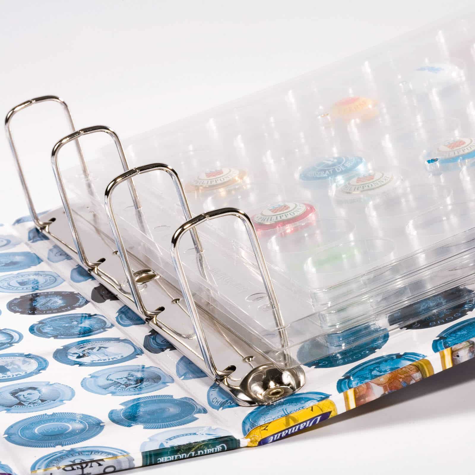 Plastic Sheets COMPART, for 42 bottle caps or champagne caps, transparent, pack of 5