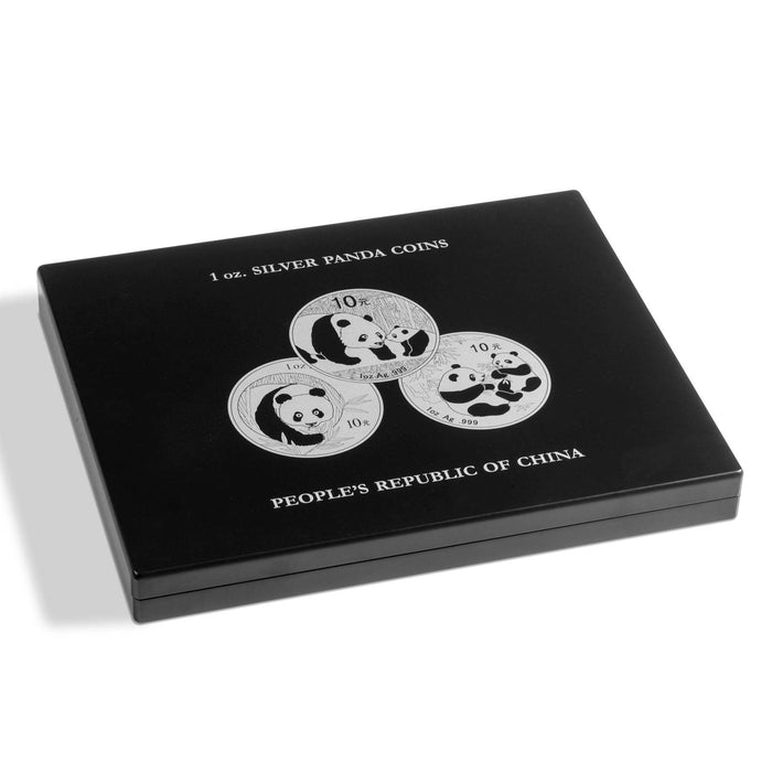 Presentation case for 20 panda silver soins in capsules, black
