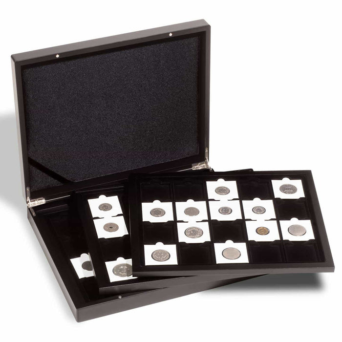 Presentation case for 60 QUADRUM Coin Capsules, black, 3 trays
