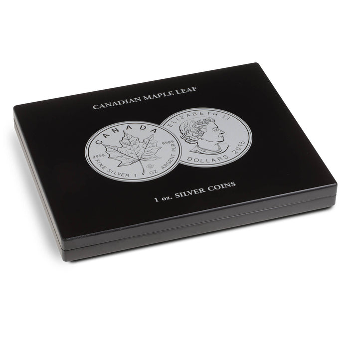 Presentation case for 20 silver Maple Leaf coins (1 oz.) in capsules, black