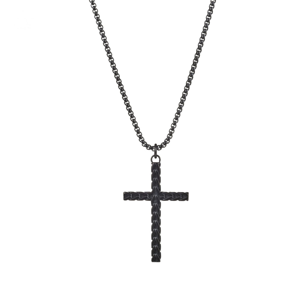 Ion Plated Black Stainless Steel Cross & Chain