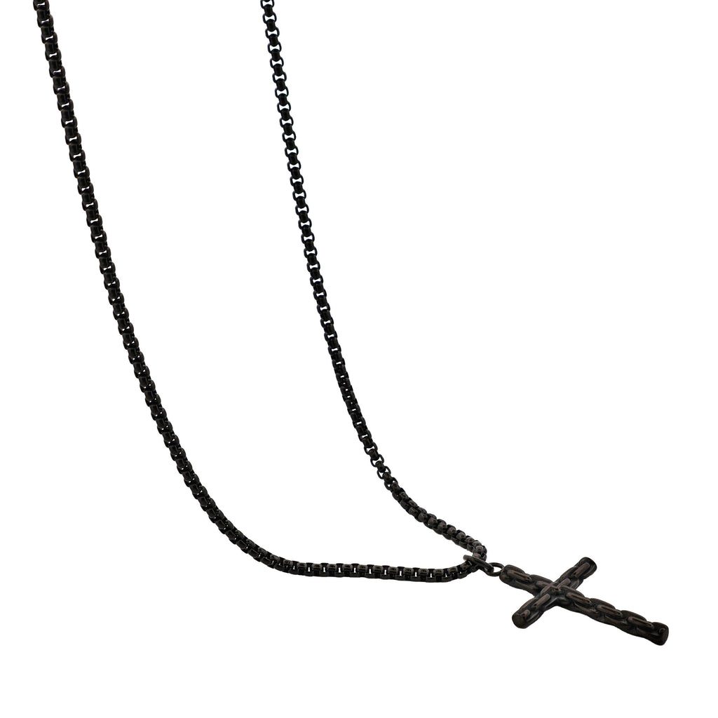 Ion Plated Black Stainless Steel Cross & Chain