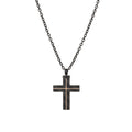 Carbon Fibre Cross with Ion Plated Rose Gold Lines & Ion Plated Black 55cm Chain