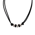 Steel Ion Plated Black Beaded/Leather Pendant