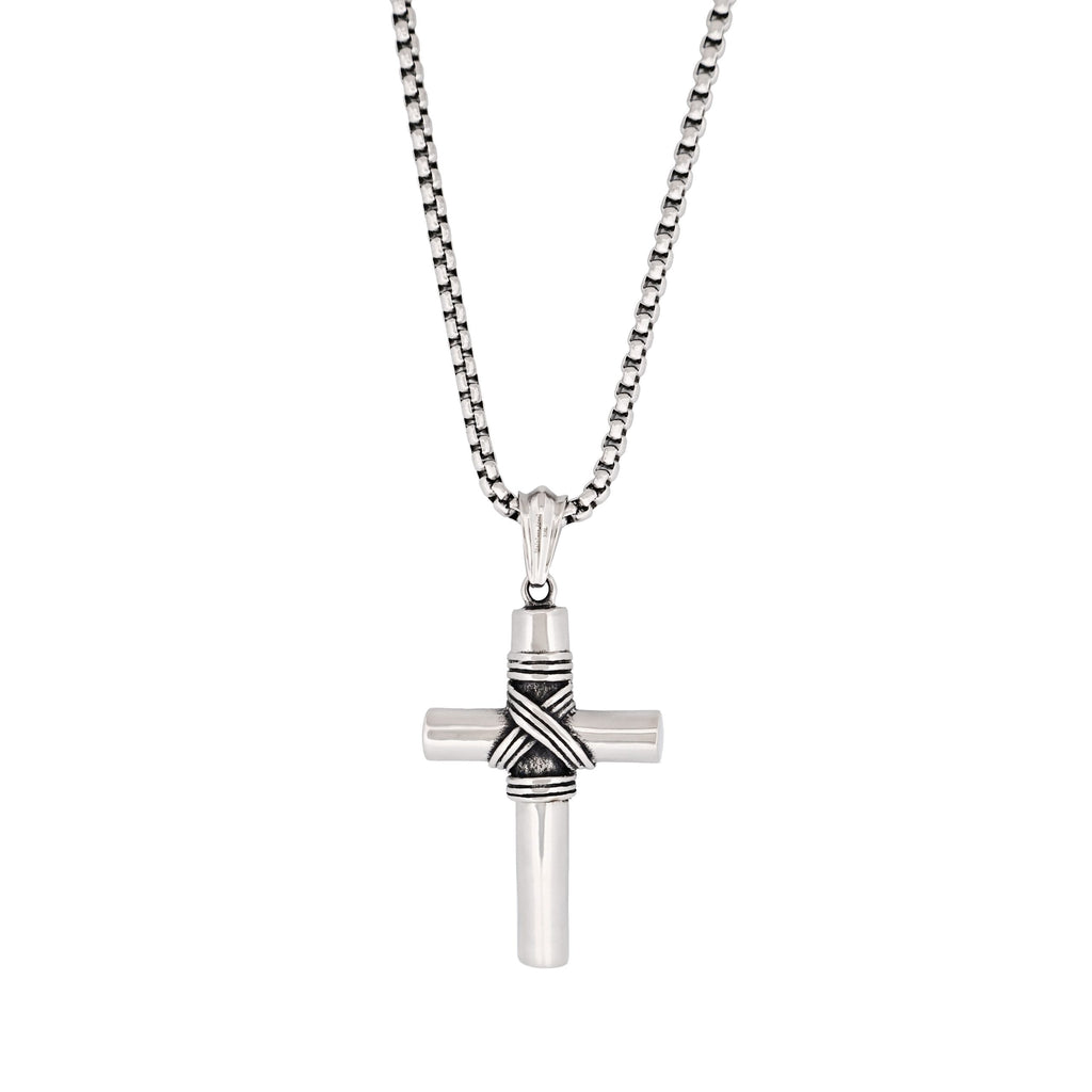 Stainless Steel & Wired Cross with Whistle - 60cm Box Chain