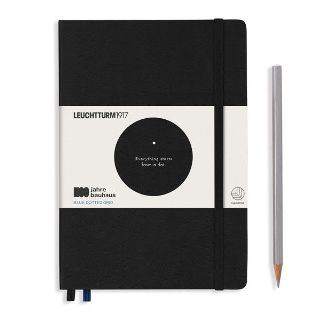 Notebook Medium (A5), Hardcover, 251 Numbered Pages, Dotted, Bauhaus Black