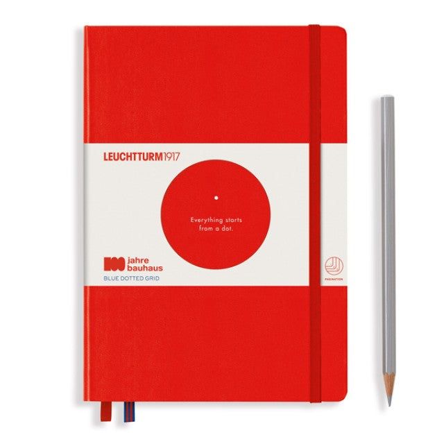 Notebook Medium (A5), Hardcover, 251 Numbered Pages, Dotted, Bauhaus Red