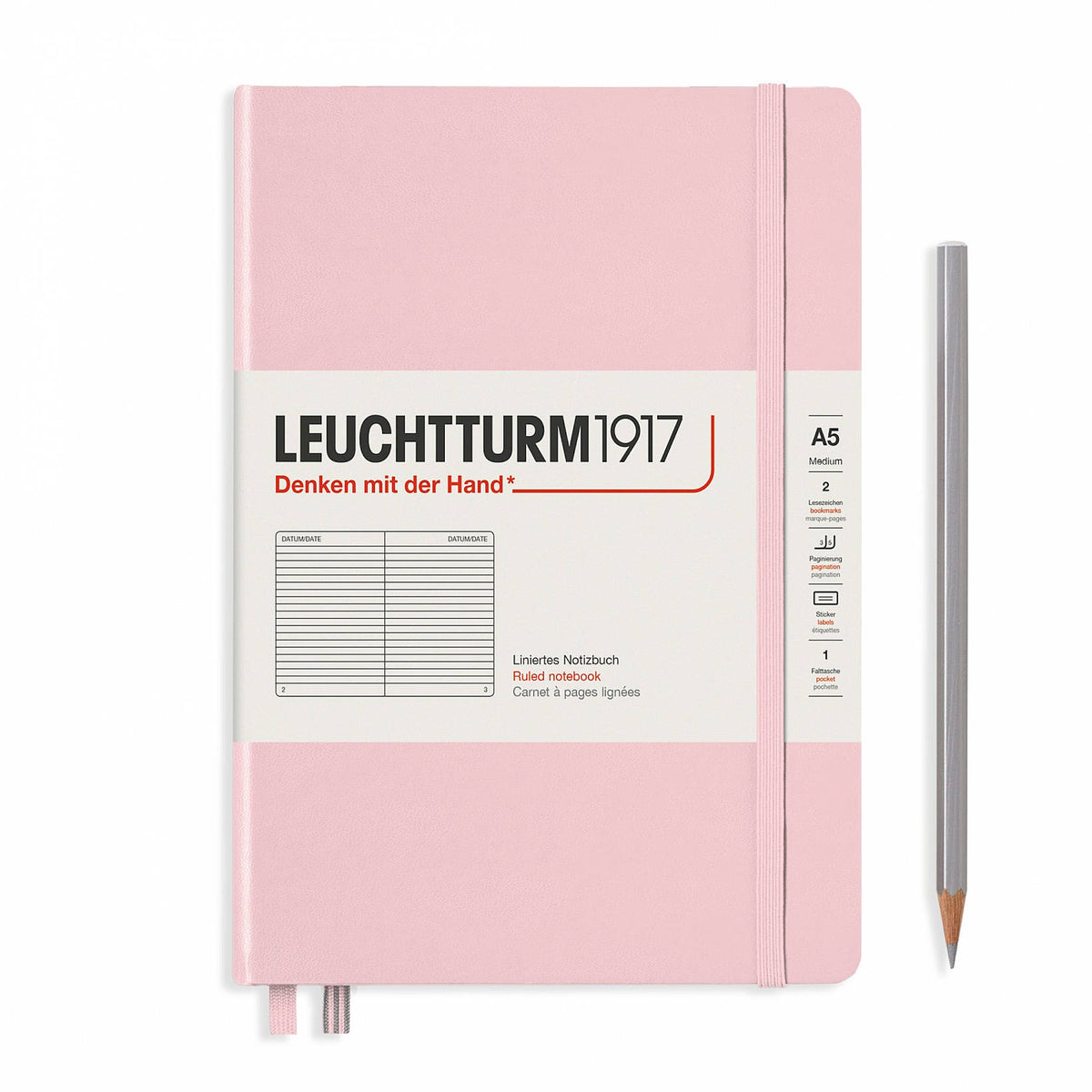 Notebook Medium (A5) Ruled, Hardcover, 251 Numbered Pages, Muted Colours - Powder