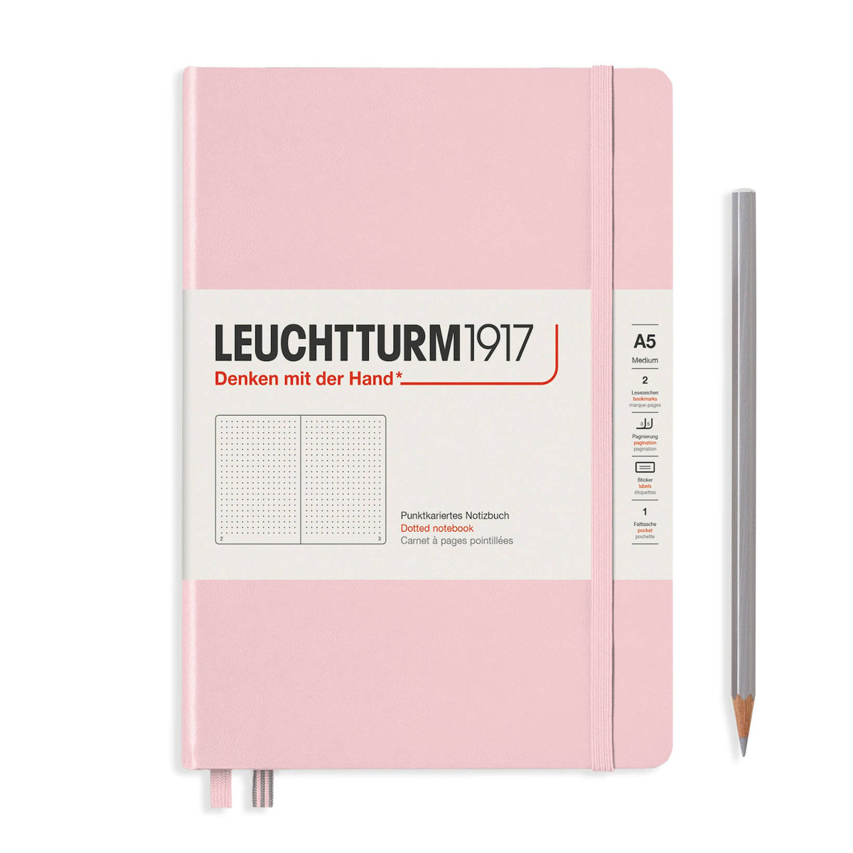 Notebook Medium (A5) Dotted, Hardcover, 251 Numbered Pages, Muted Colours - Powder