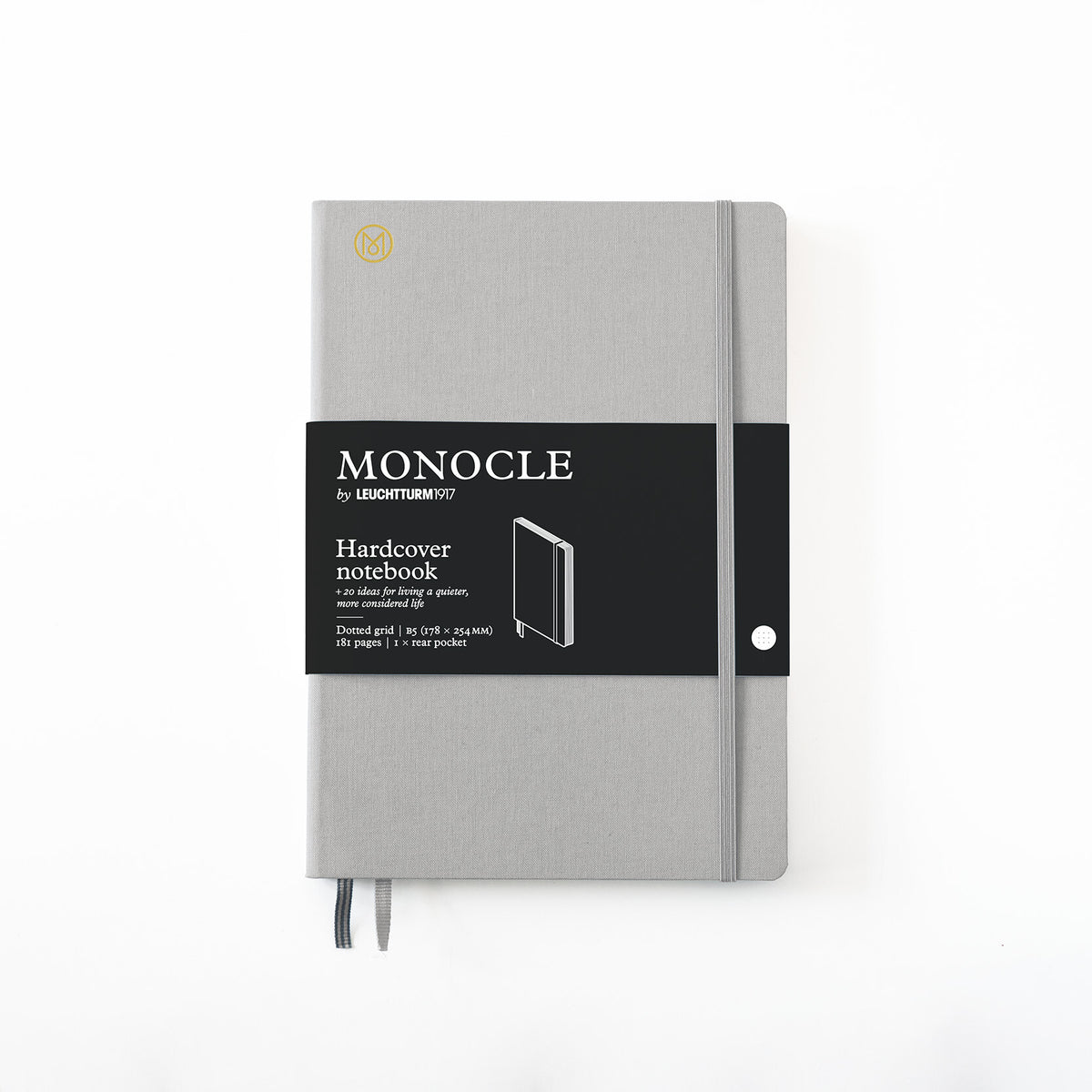 Notebook B5 Monocle, hardcover, 192 numbered pages, Light Grey, Dotted