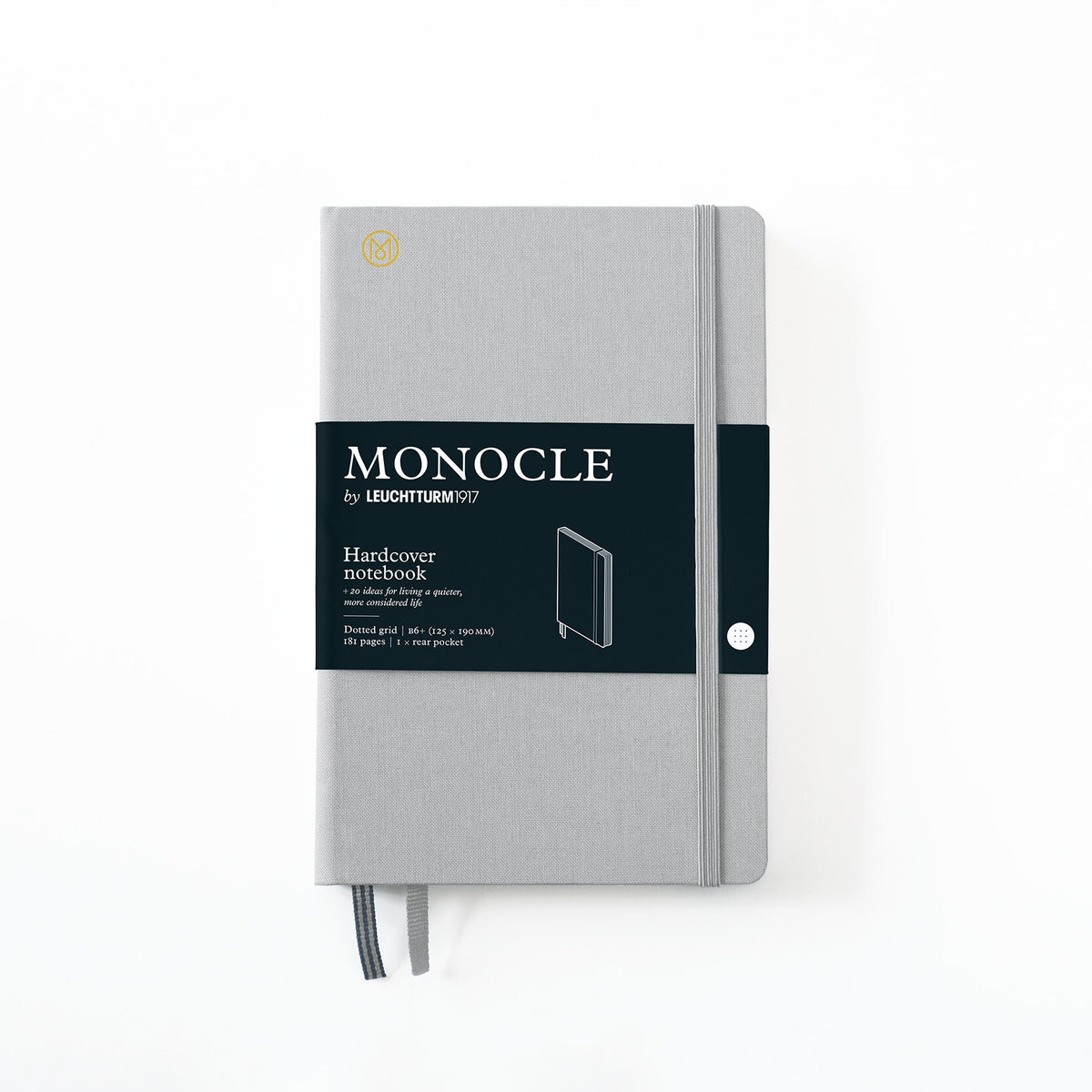 Notebook B6+ Monocle, Hardcover, 192 numbered pages, Light Grey, Dotted
