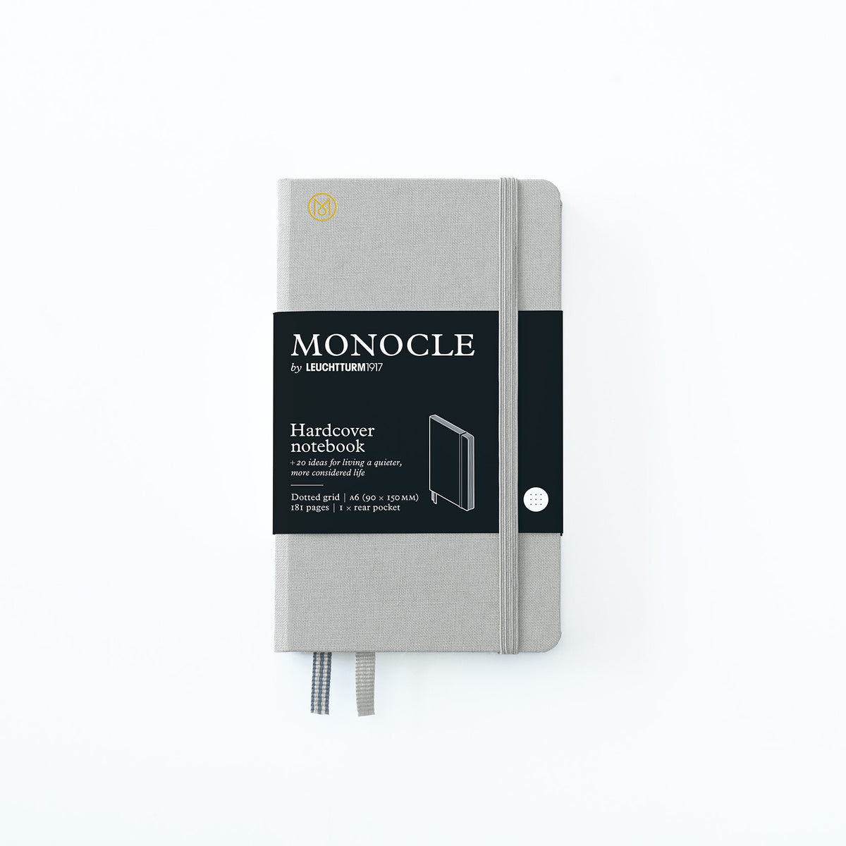 Notebook A6 Monocle, hardcover, 192 numbered pages, Light Grey, Dotted