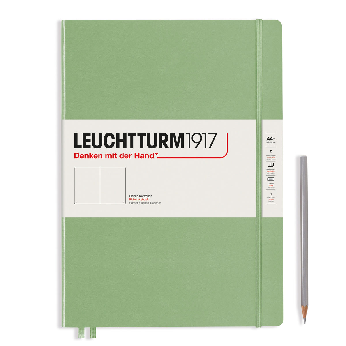Notebook Hardcover Master Slim (A4+), 123 pages, Plain, Sage
