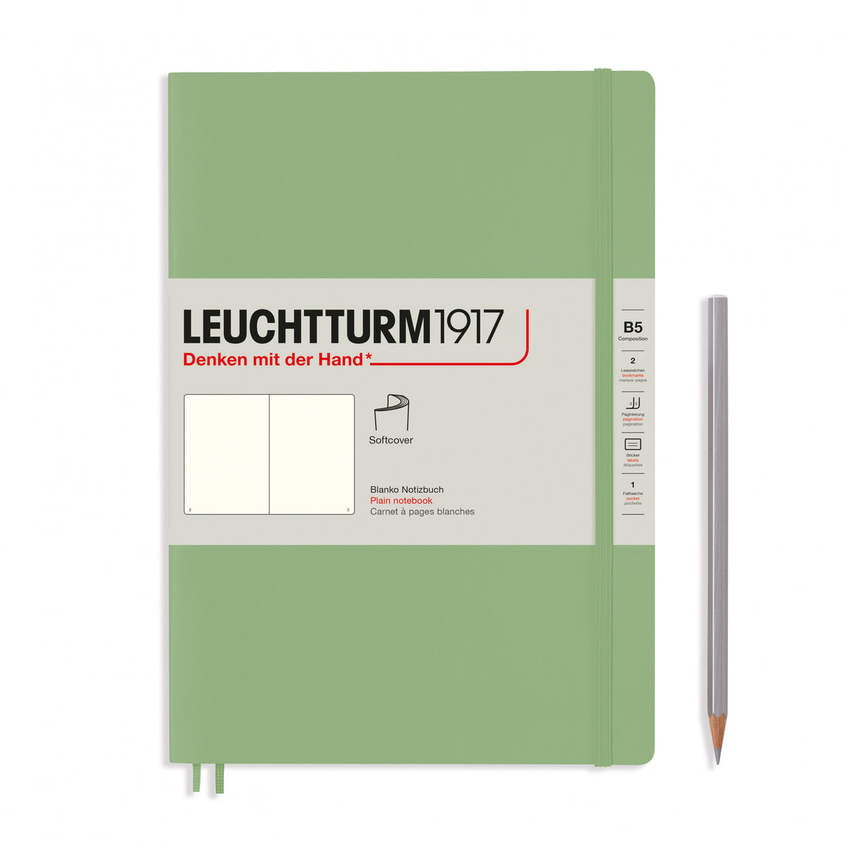 Notebook Softcover Composition (B5), 123 pages, Plain, Sage