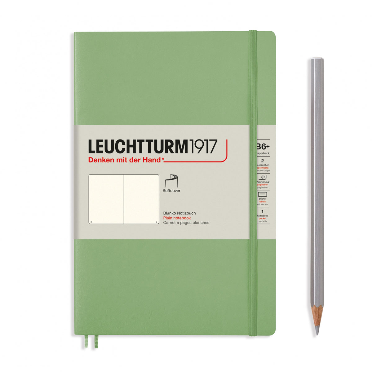 Notebook Softcover Paperback (B6+), 123 pages, Plain, Sage
