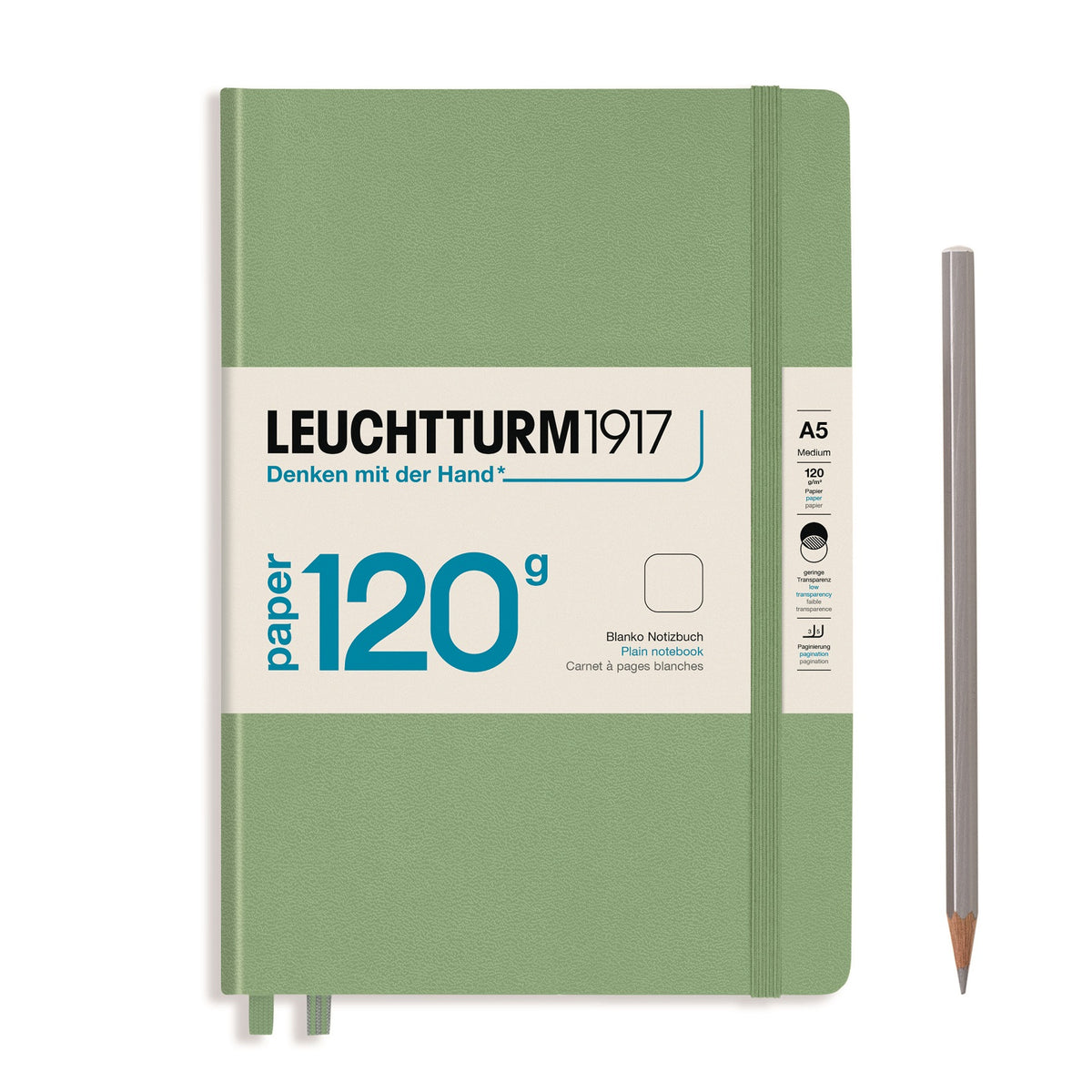 120g Edition Notebook (A5), 203 pages, Plain, Sage