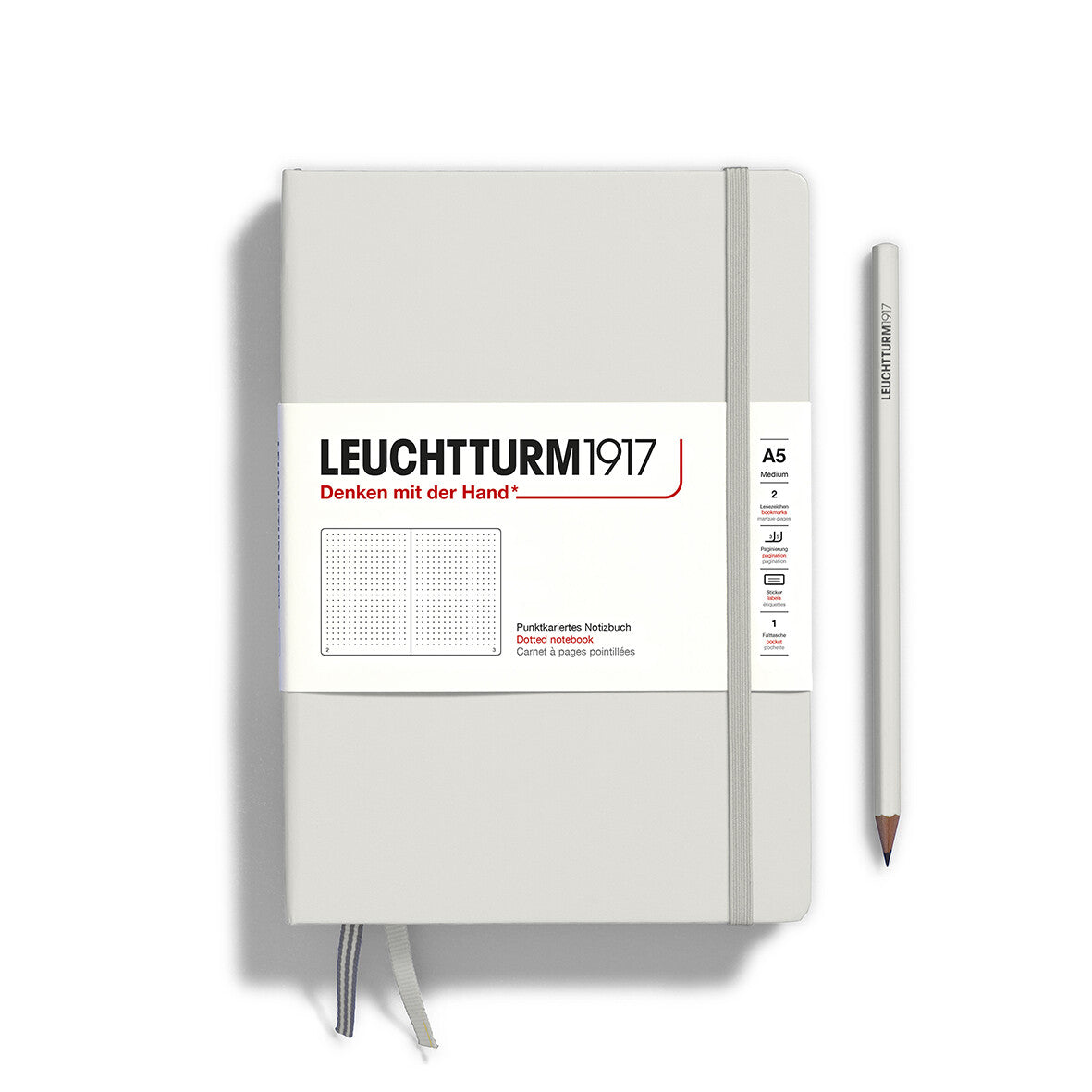 Notebook Hardcover Medium (A5), 251 pages, Dotted, Light Grey