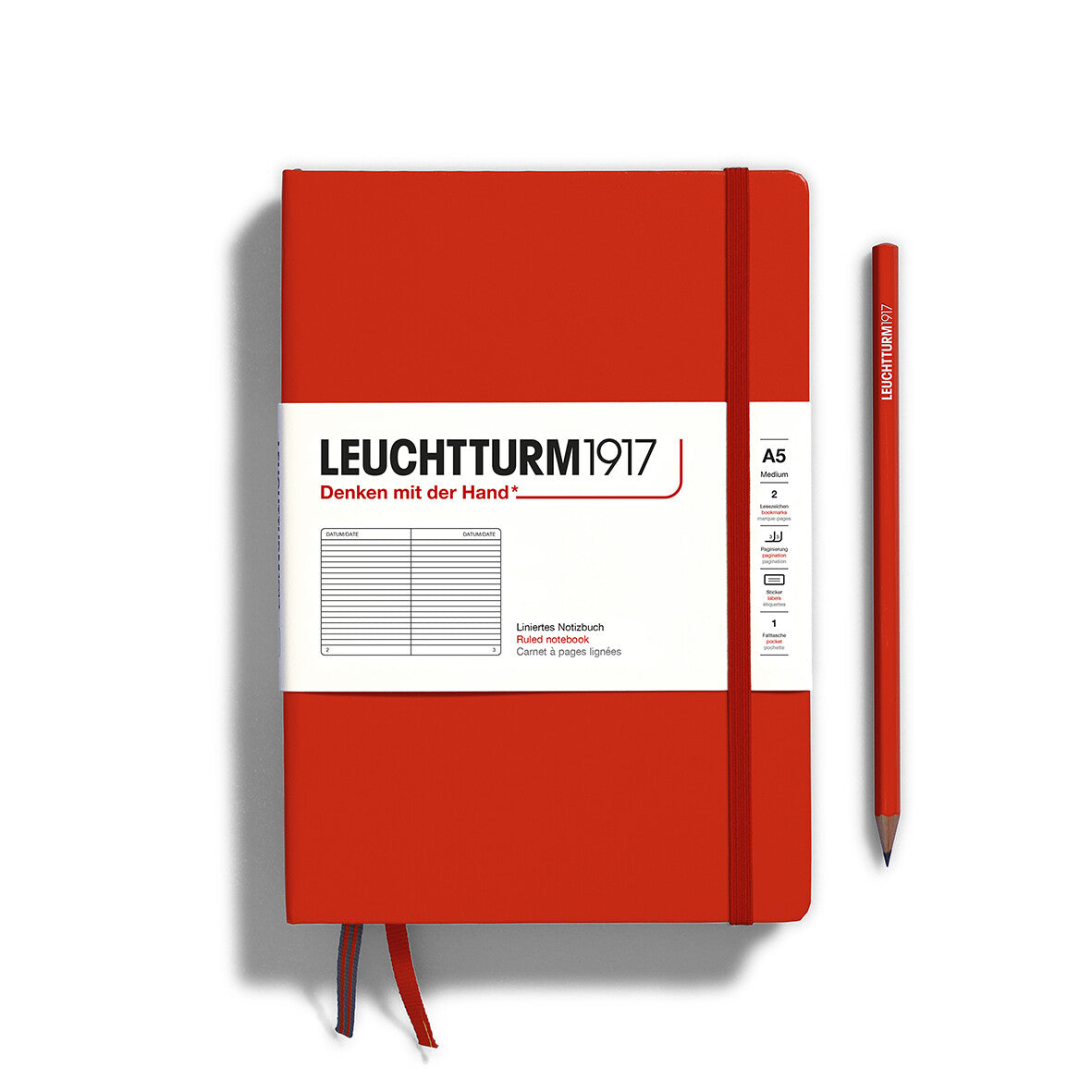 Notebook Hardcover Medium (A5), 251 pages, Ruled, Fox Red
