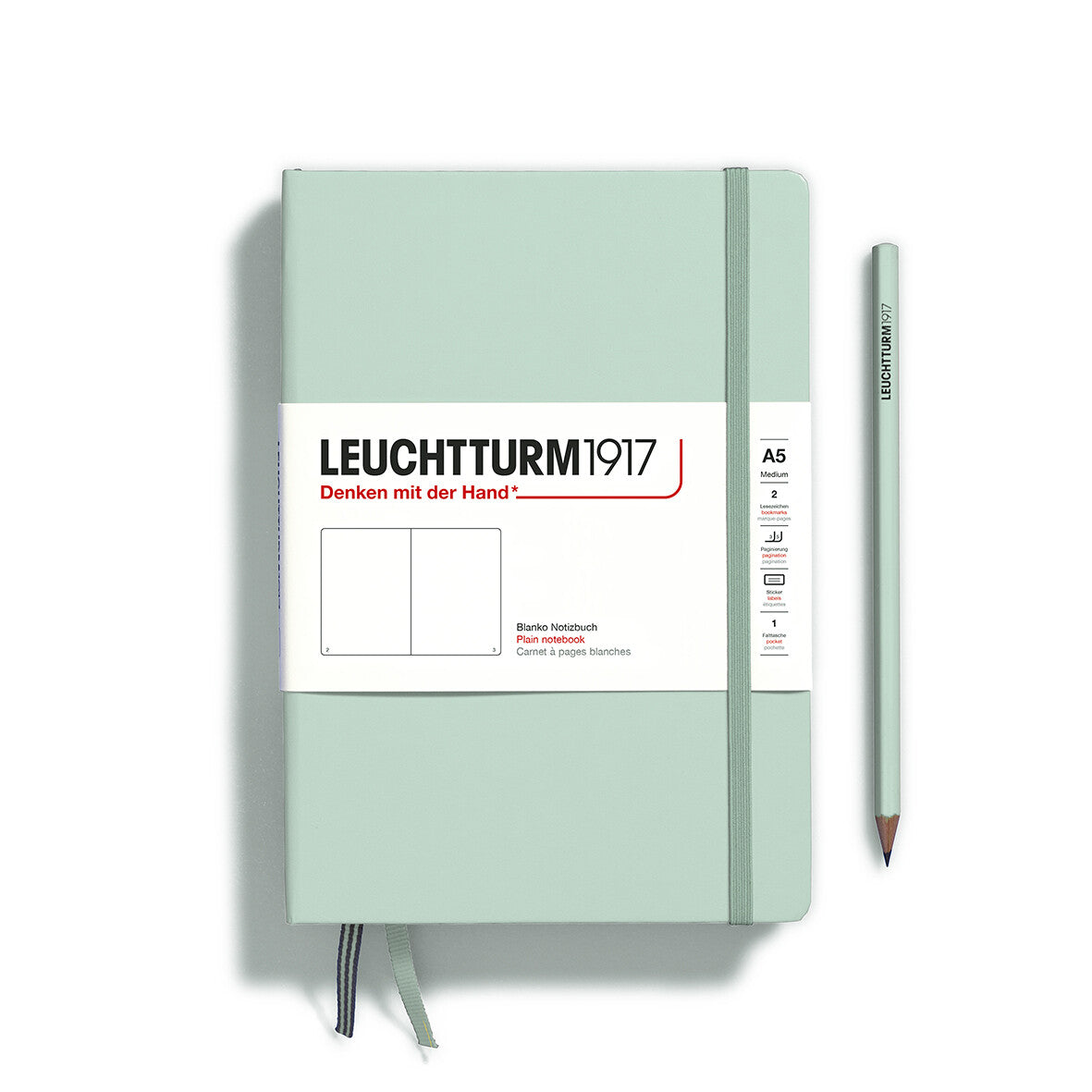 Notebook Hardcover Medium (A5), 251 pages, Plain, Mint Green