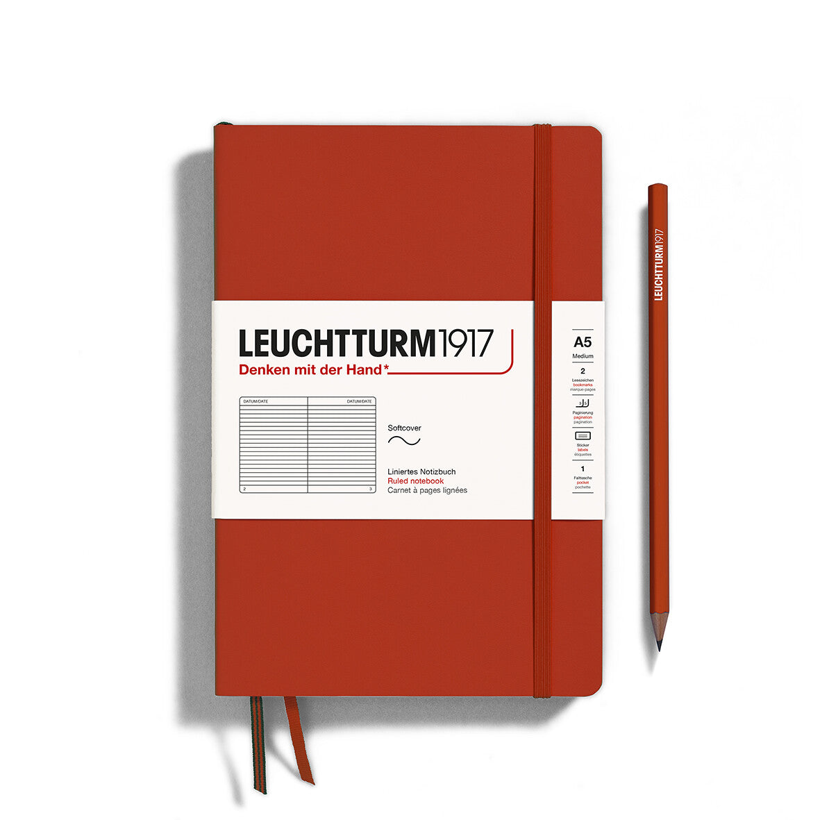 Notebook Softcover Medium (A5), 123 pages, Ruled, Fox Red