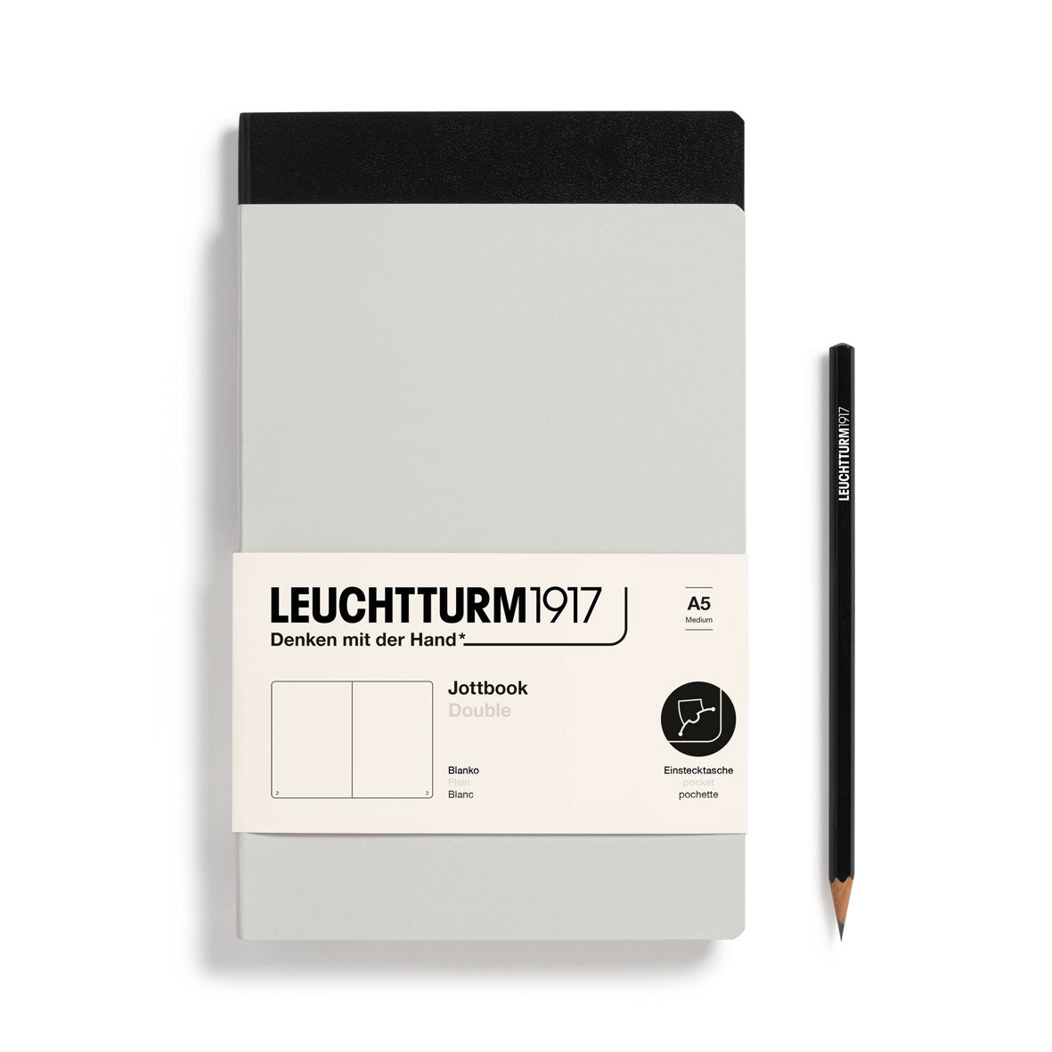 Jottbook (A5) Light Grey and Black, Plain, double pack
