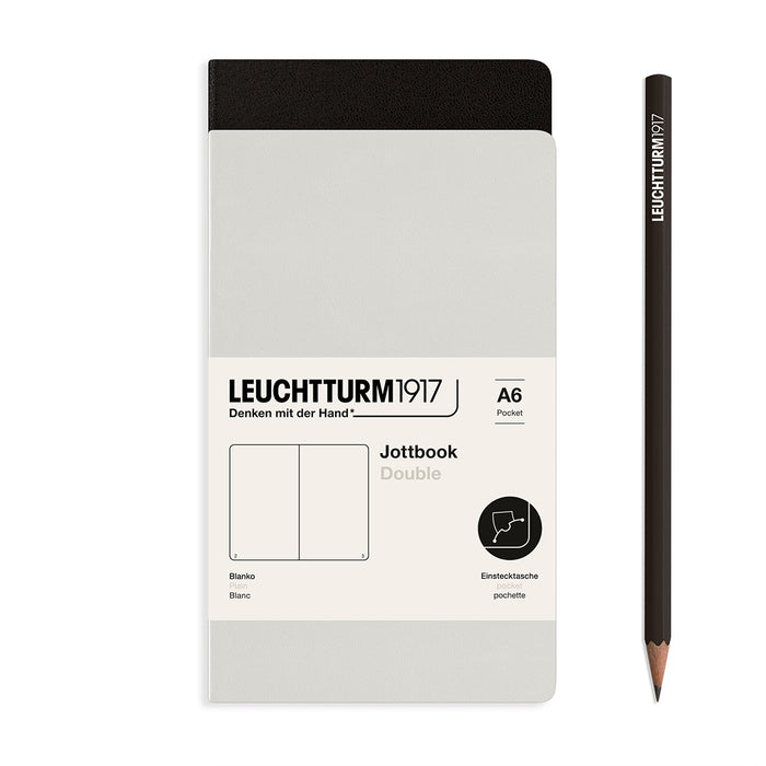 Jottbook (A6), 59 numbered pages, Plain, 59 pages, Light Grey + Black in a double pack