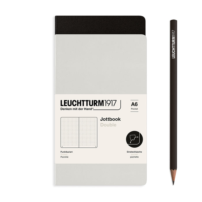 Jottbook (A6), 59 numbered pages, Dotted, 59 pages, Light Grey + Black in a double pack