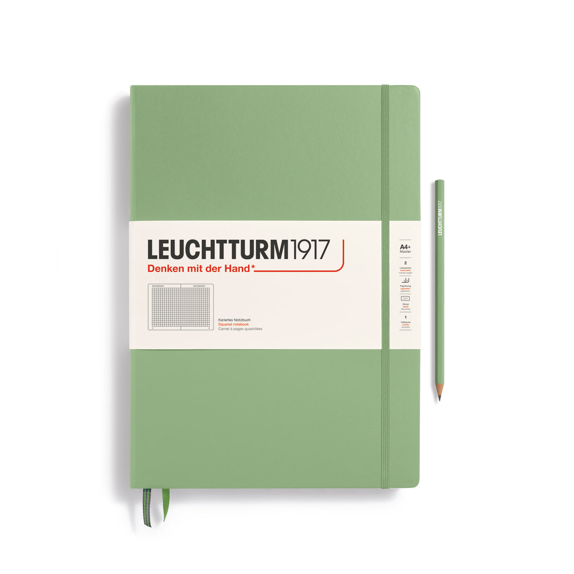 Notebook Hardcover Master Classic (A4+), Square, 235 pages, Sage