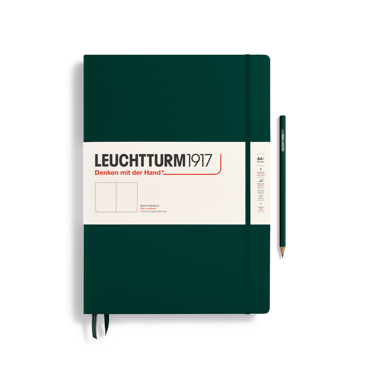 Notebook Hardcover Master Classic (A4+), Plain, 235 pages, Forest Green