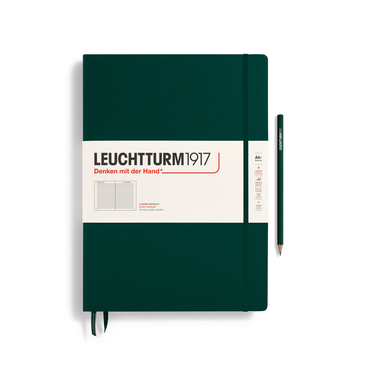 Notebook Hardcover Master Classic (A4+), Ruled, 235 pages, Forest Green