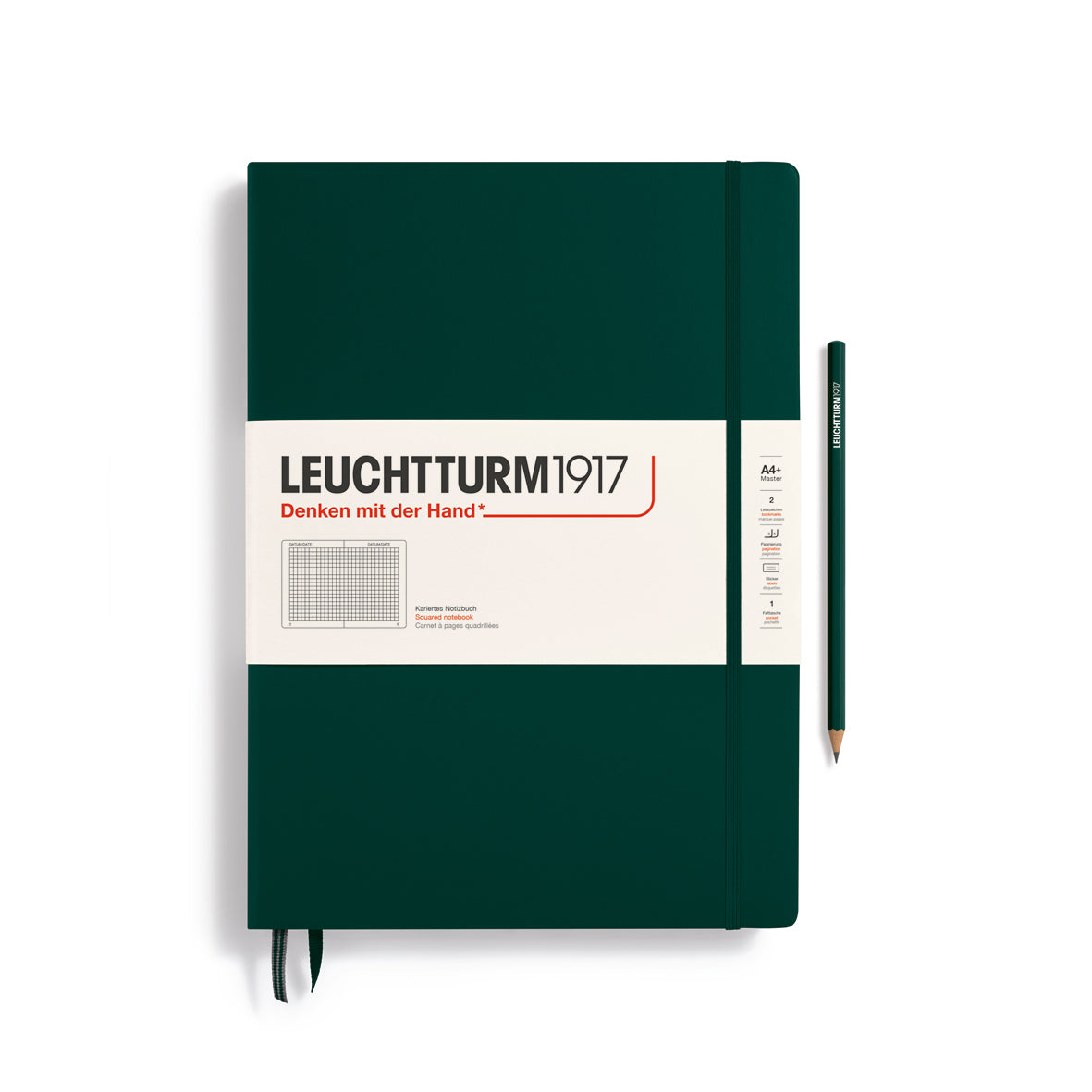 Notebook Hardcover Master Classic (A4+), Square, 235 pages, Forest Green