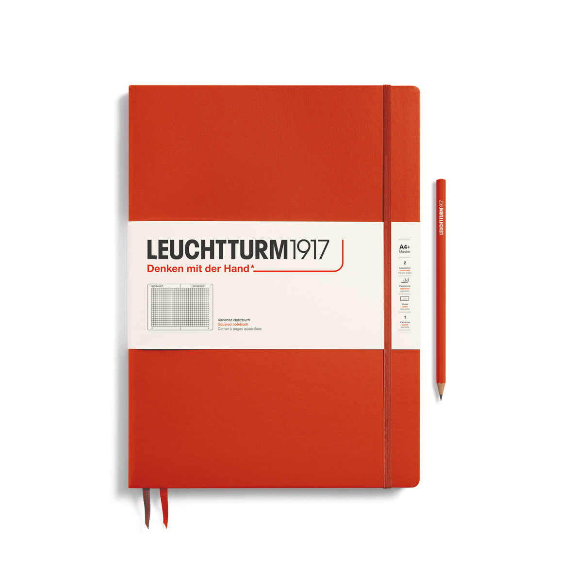 Notebook Hardcover Master Slim (A4+), Square, 123 pages, Fox Red
