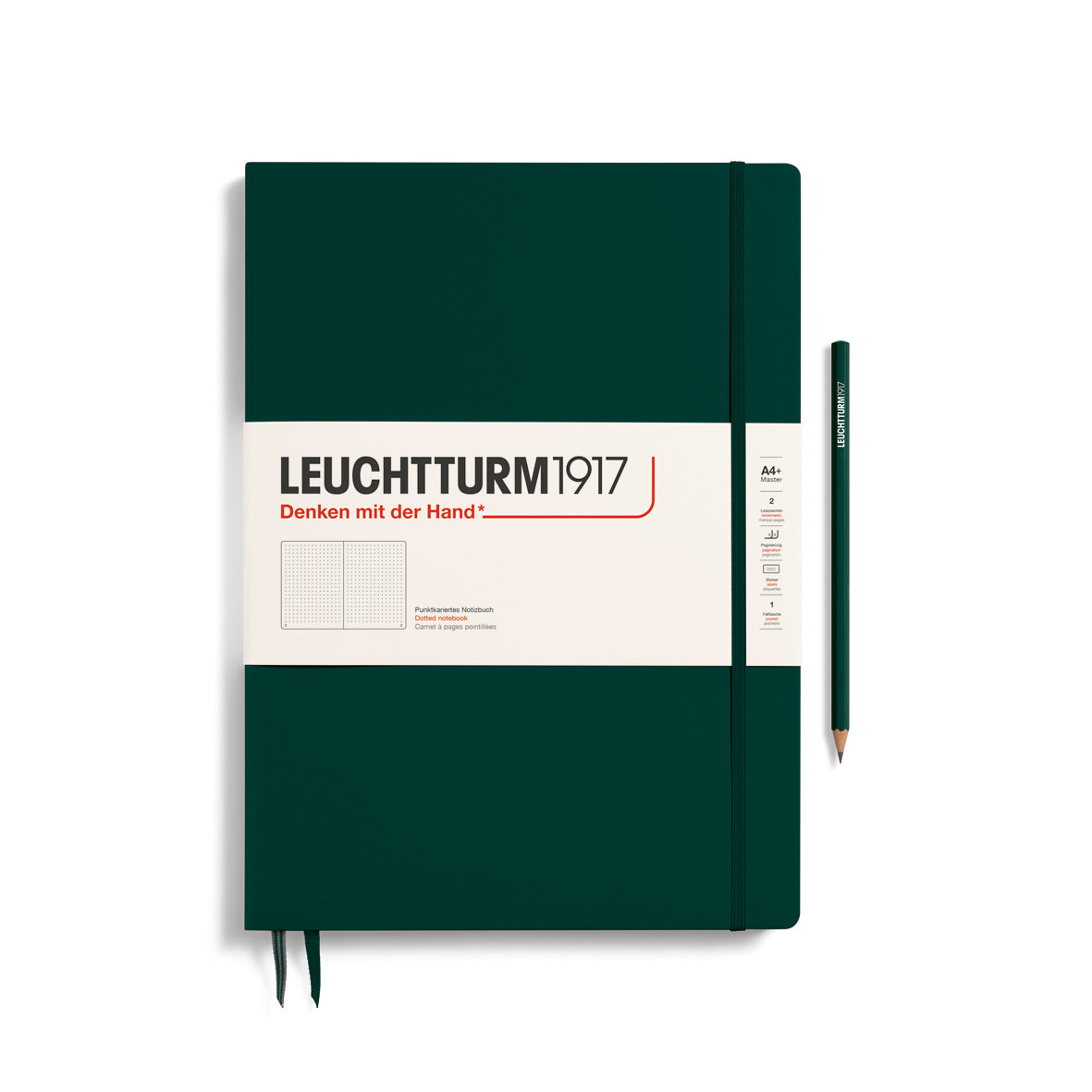 Notebook Hardcover Master Slim (A4+), Dotted, 123 pages, Forest Green