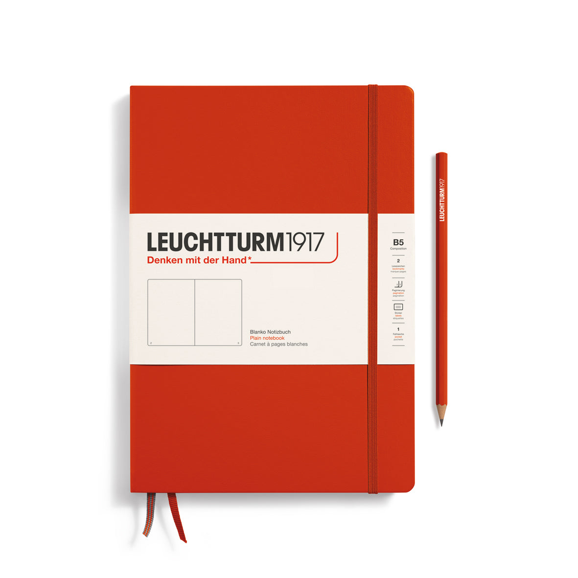 Notebook Hardcover Composition (B5), Plain, 219 pages, Fox Red