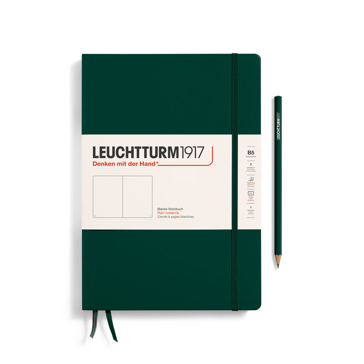 Notebook Hardcover Composition (B5), Plain, 219 pages, Forest Green
